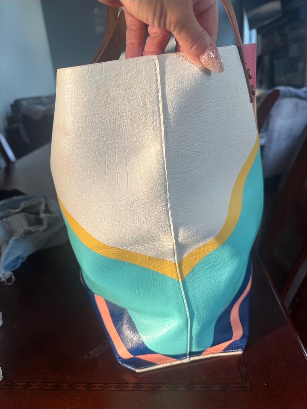 Mossimo Supply Co. White Multi-Color Geometric Tote - Picture 5 of 11